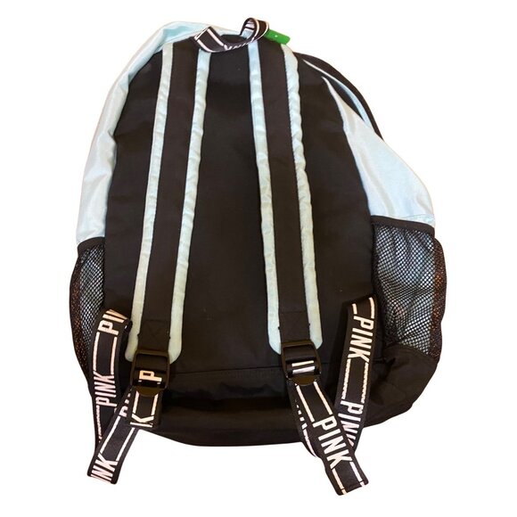 PINK Backpack Unisex Zipper Black Light Blue - Picture 2 of 5